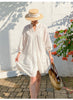 women summer dress white lace loose fit