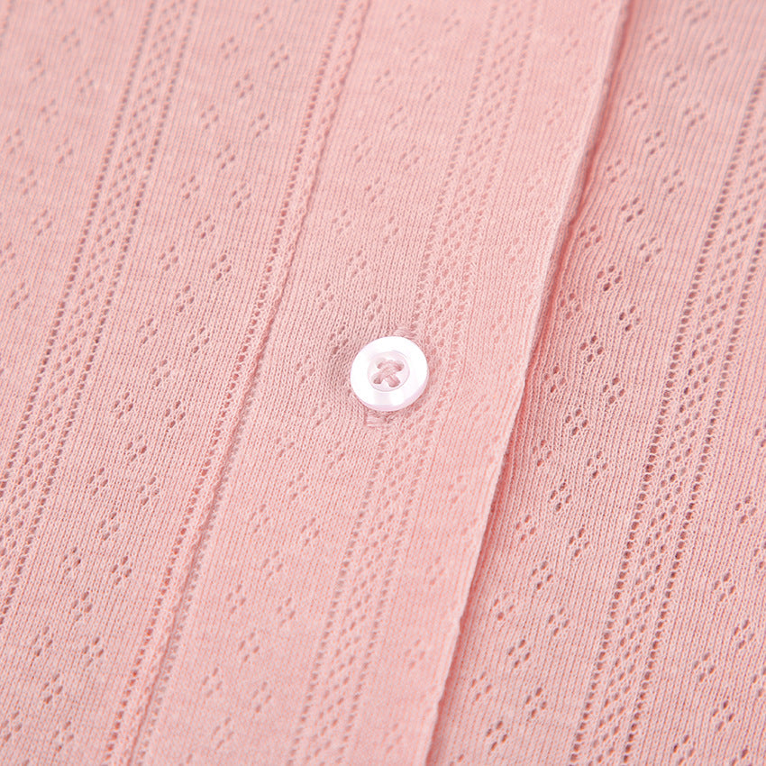 Spring knit long sleeve camisole shorts pajama set