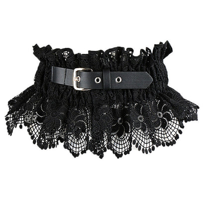 Women’s Wide Lace Waist Belt with Elastic Back Design