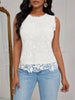 Women’s Lace Blouse Sleeveless Vest Top with Scalloped Hem