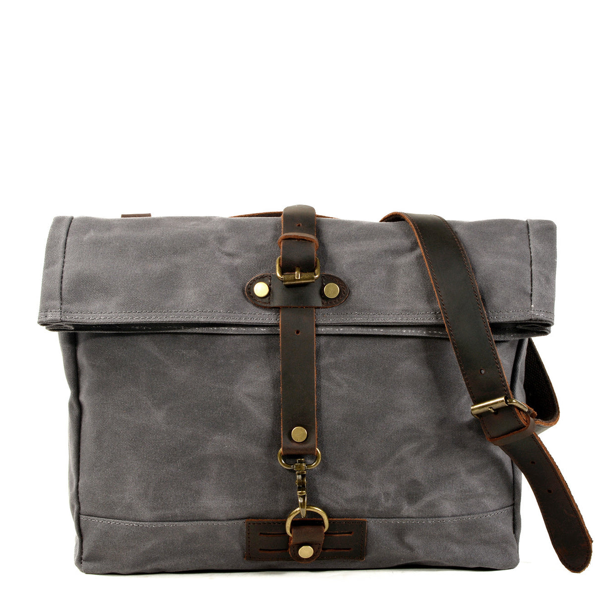 Canvas Courier Bag for Men with Waxed Canvas and Cowhide Leather 1