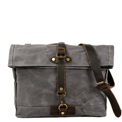 Canvas Courier Bag for Men with Waxed Canvas and Cowhide Leather 1
