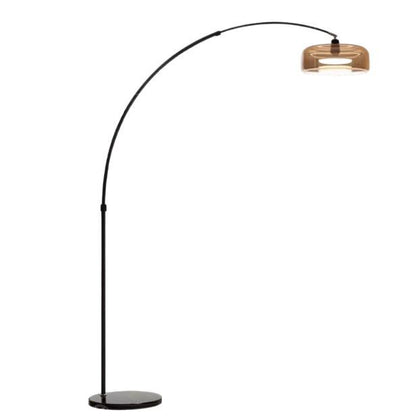 Italian Arc Floor Lamp with Glass Shade and Marble Base