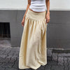 Beige gingham maxi skirt with pleated long shape