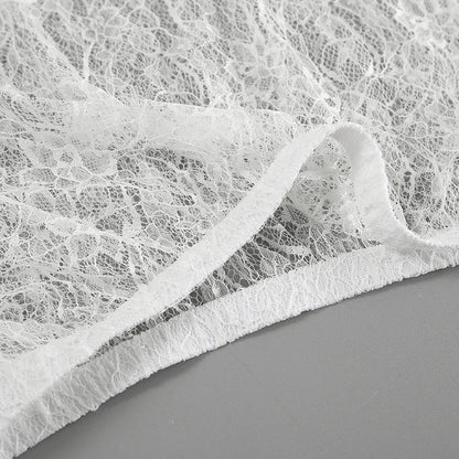 Women’s White Lace High Waist Midi Skirt