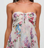 Cute short skirt dress with floral strapless shape