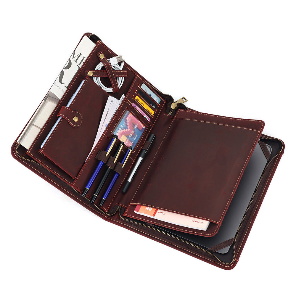 Leather iPad Organizer Portfolio in Crazy Horse Leather for Business