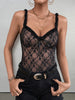 Black lace camisole top with ruffle straps
