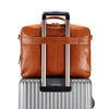 Men Leather Briefcase Office Bag with Trolley Sleeve
