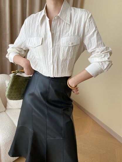 Leather Skirt High Waist Mermaid Hem
