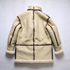 Men Real Sheepskin Shearling Flight Long Jacket Aviator