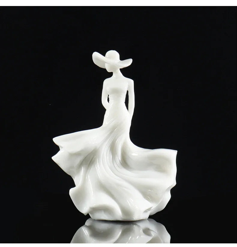 Natural Marble Woman Figurine Light Luxury Sculpture