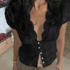 Tie Neck Short Sleeve Blouse