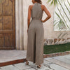 Women’s Halter Neck Wide Leg Jumpsuit Sleeveless High Collar
