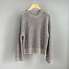 Hollow-Out Sequined 100% Cashmere Knit Sweater for Women