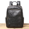 Men’s Genuine Leather Black Backpack with Trolley Sleeve