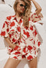 Red floral two piece beach vacation outfit