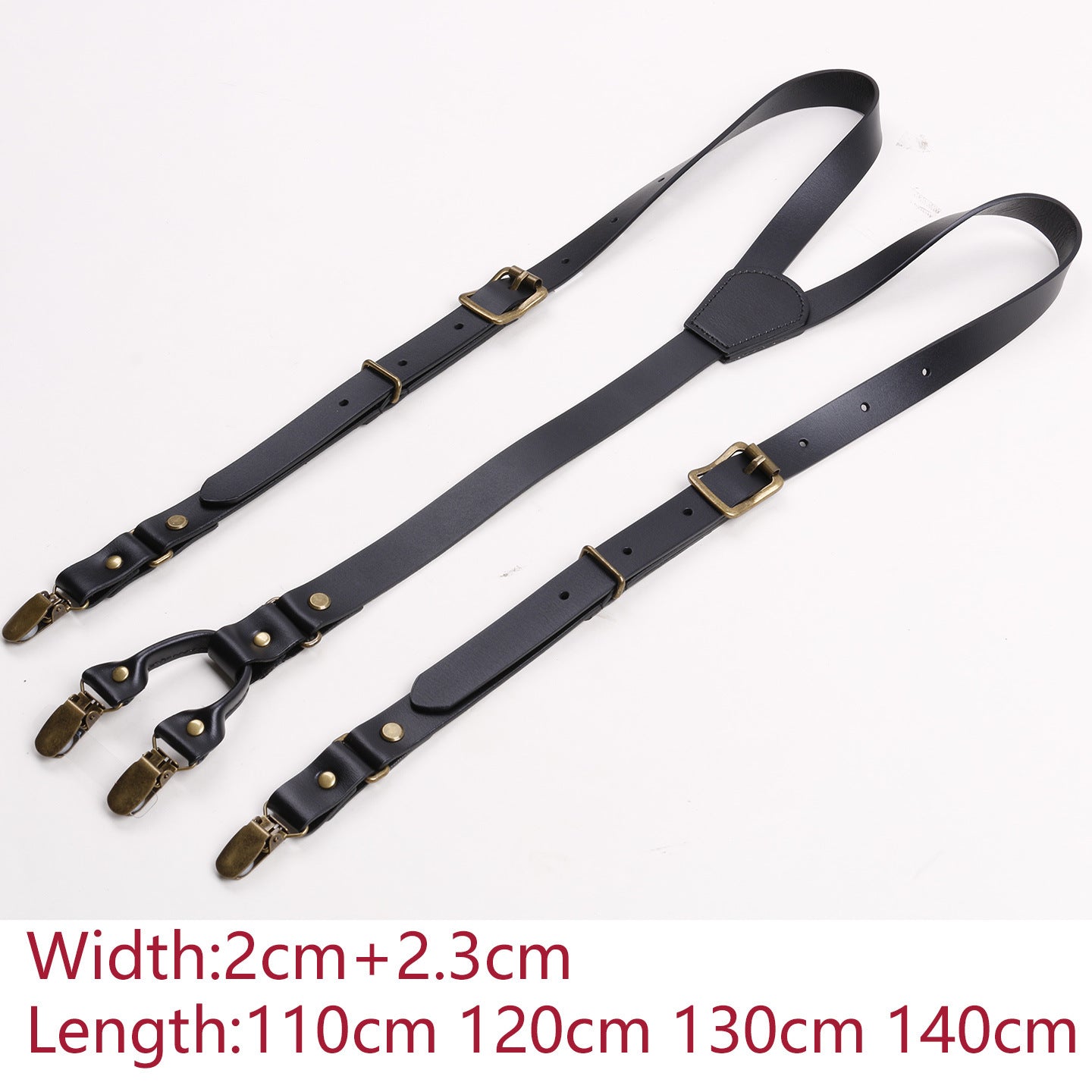 Adjustable men leather suspenders with three clips