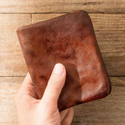 Men’s Genuine Leather Short Wallet with Coin Pocket