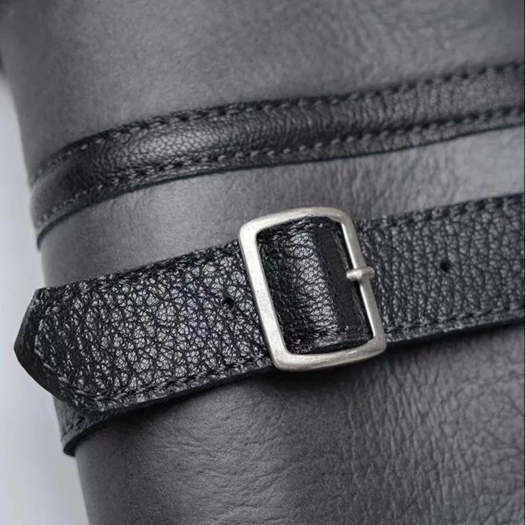 Men’s Real Shearling Fur Leather Winter Jacket with Hood