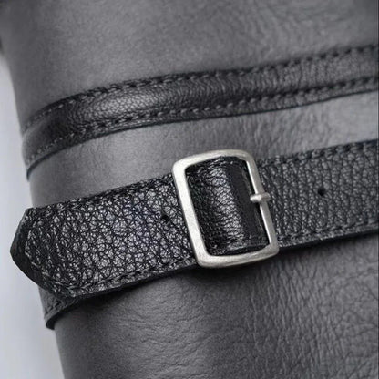 Men’s Real Shearling Fur Leather Winter Jacket with Hood