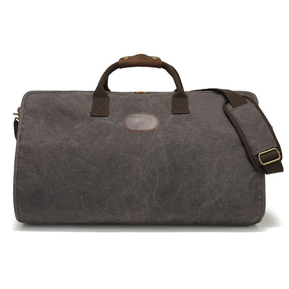 Canvas Garment Bag with Top-Grain Cowhide Leather and Foldable Suit Carrier