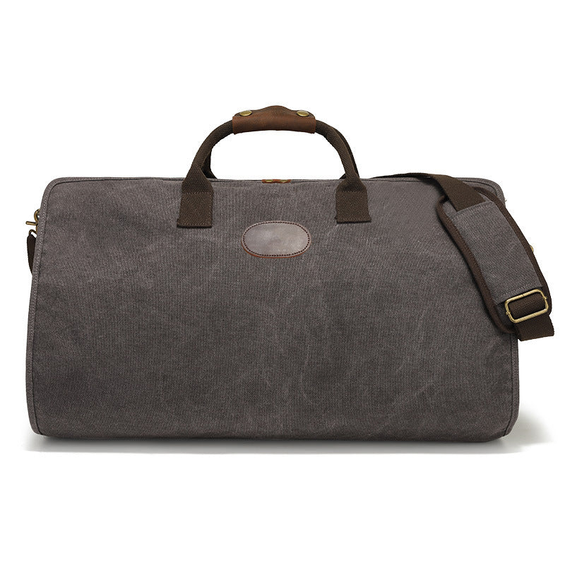Garment Duffle Bag in Gray Canvas with Hanging Suit Carrier
