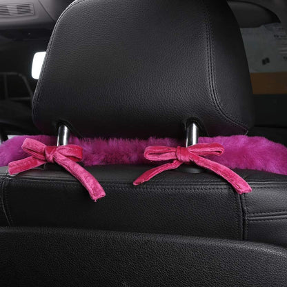 Genuine Sheepskin Car Seat Cover with Detachable Backrest and Headrest