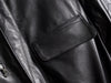 Women’s Leather Moto Trench Coat with Waist Cinch and Buckle Collar