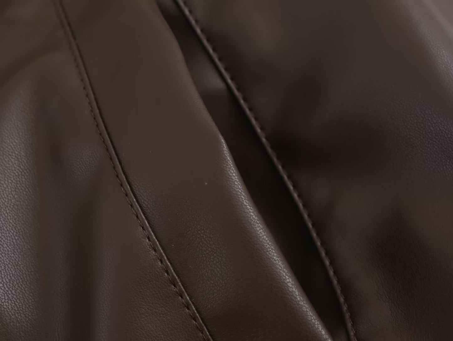 Women Faux Leather Bomber Jacket with Zipper Front