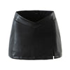 Black PU Leather Mini Skirt with Slit High Waisted