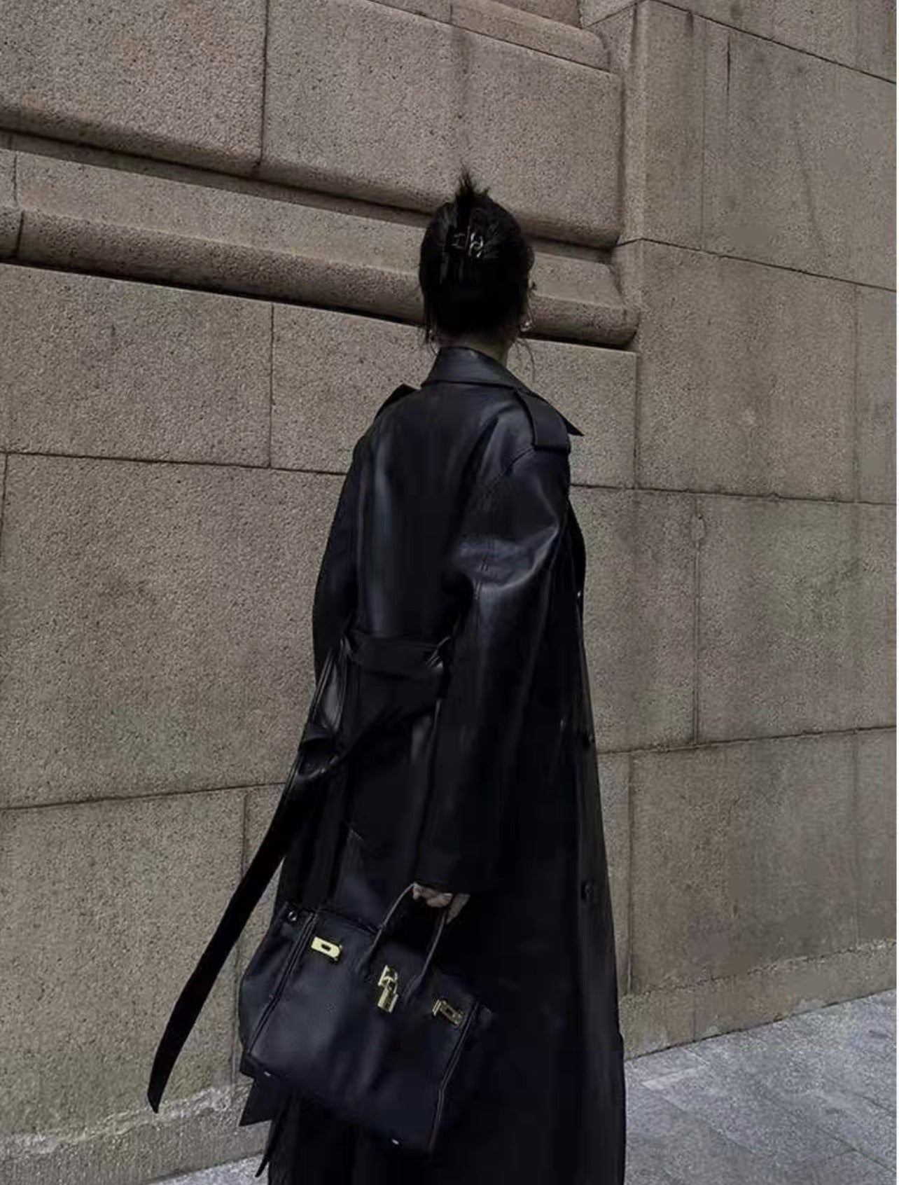 Over the Knee Faux Leather Women Long Coat