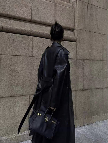 Over the Knee Faux Leather Women Long Coat