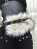 Faux fur diamond waist belt women y2k rhinestone punk style