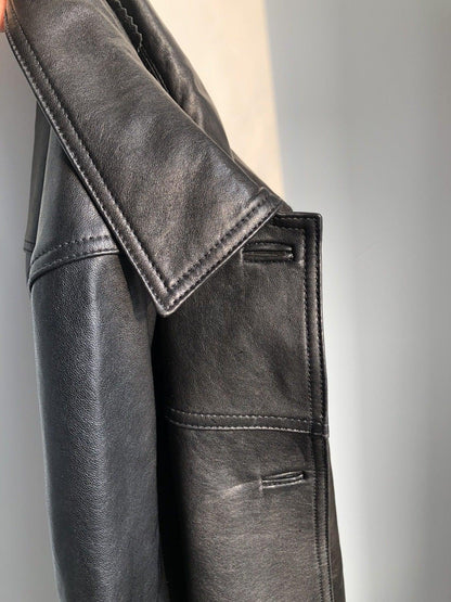 Women Genuine Leather Jacket Oversized Mid-Length Bomber Coat