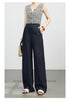 High waist wide leg linen pants for women