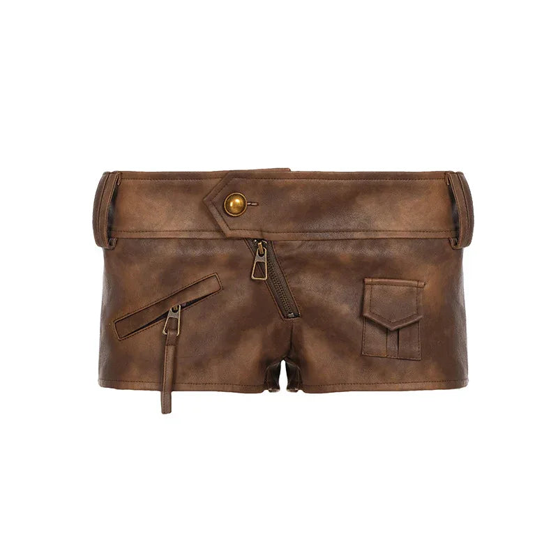 Women Faux Leather Mini Hot Shorts