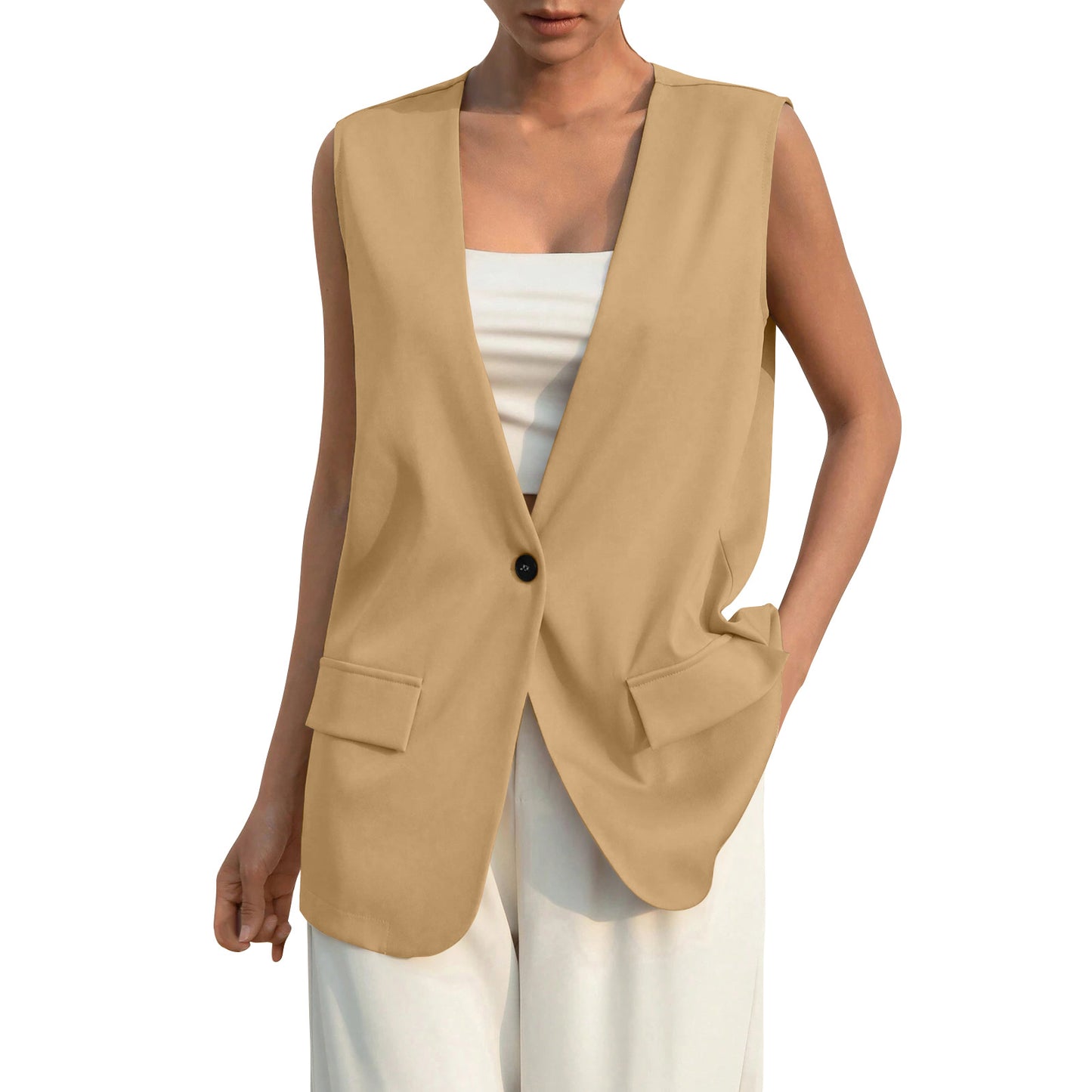 women's oversized v neck vest