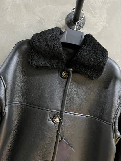 Women’s Mid-Length Genuine Shearling Leather Coat