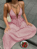 Women Long Summer Dress Striped Halter Backless Maxi