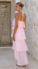 Halter-Neck Layered Ruffle Chiffon Maxi Dress