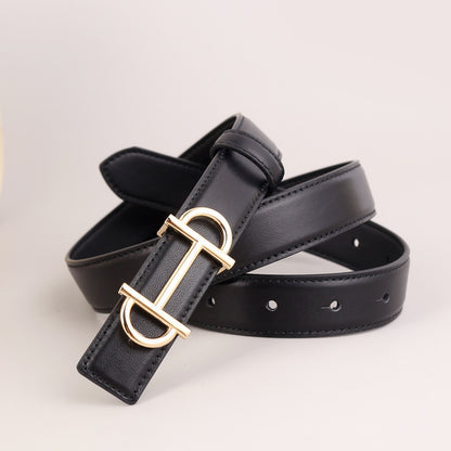 Women’s Top Grain Cowhide Leather Belt with Gold Buckle