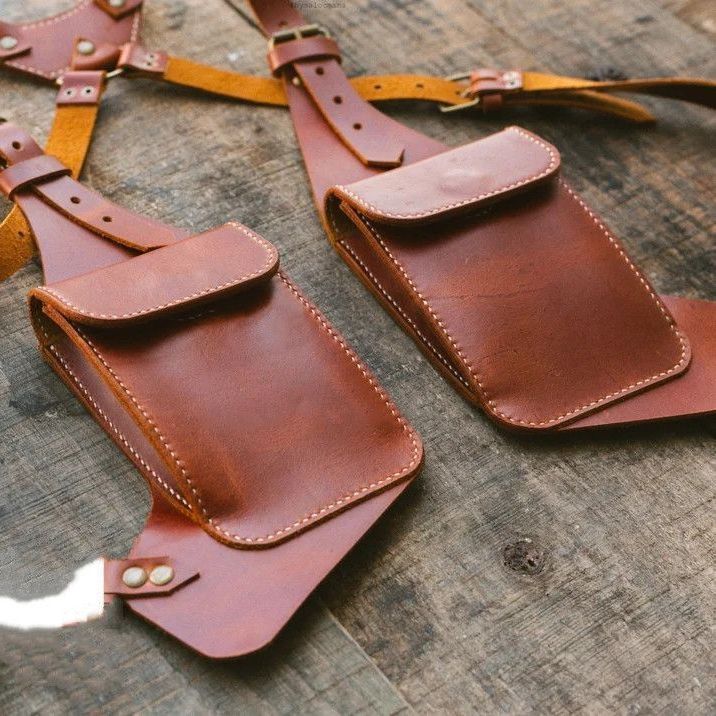 Double Shoulder Holster Bag Steampunk Harness Wallet