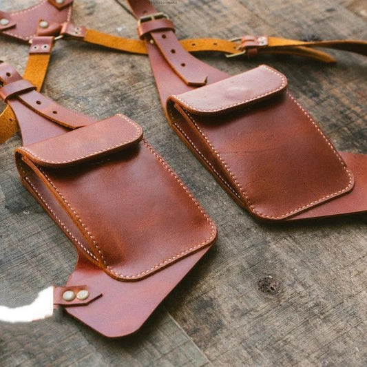 Double Shoulder Holster Bag Steampunk Harness Wallet