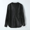 Women’n Leather Jacket Black V-Neck Wide Fit Mid-Length