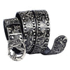 Women punk embossed leather tiger buckle belt