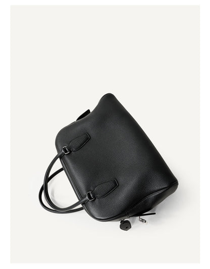 Leather Shoulder Bag Boston Briefcase Style Purse