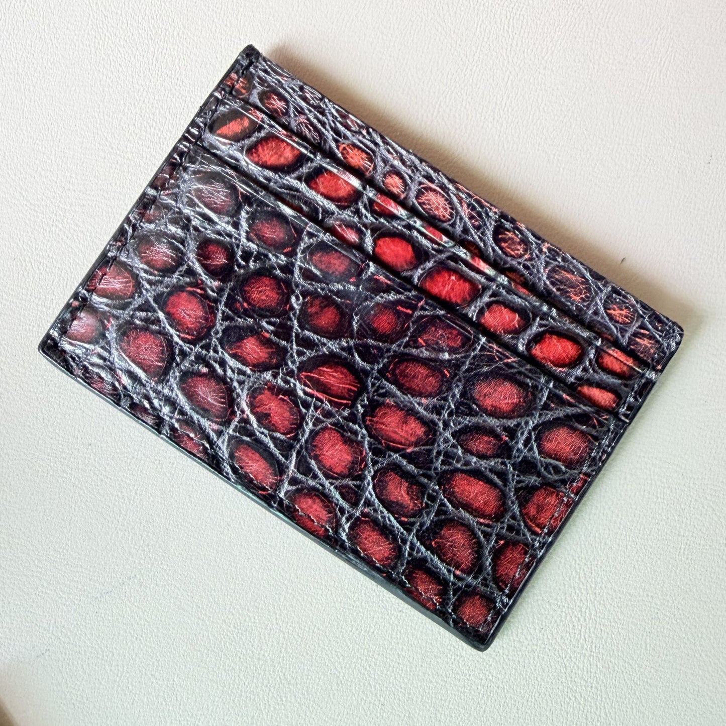 Crocodile Leather Card Holder with Five Card Slots 3