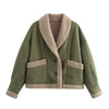 Retro camel shearling lapel winter coat women 3 S