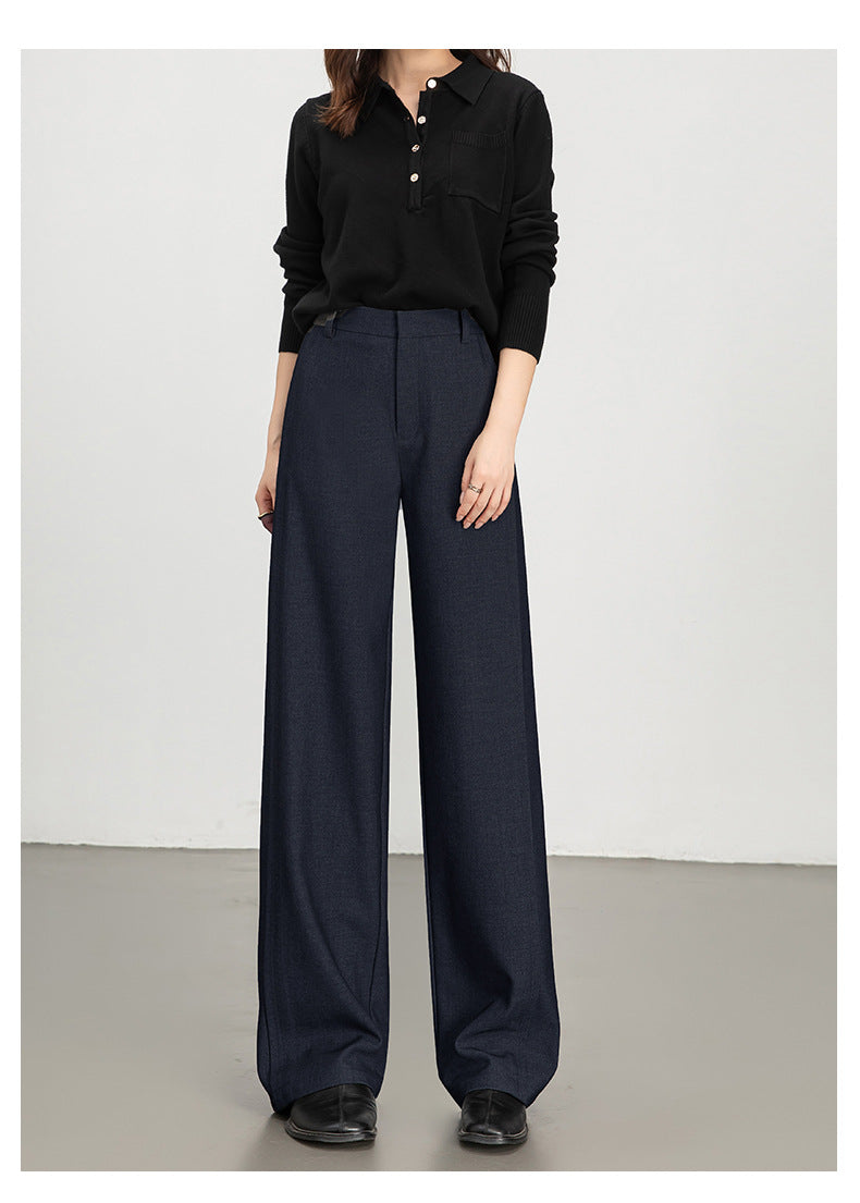 Women casual pants with high waist drape